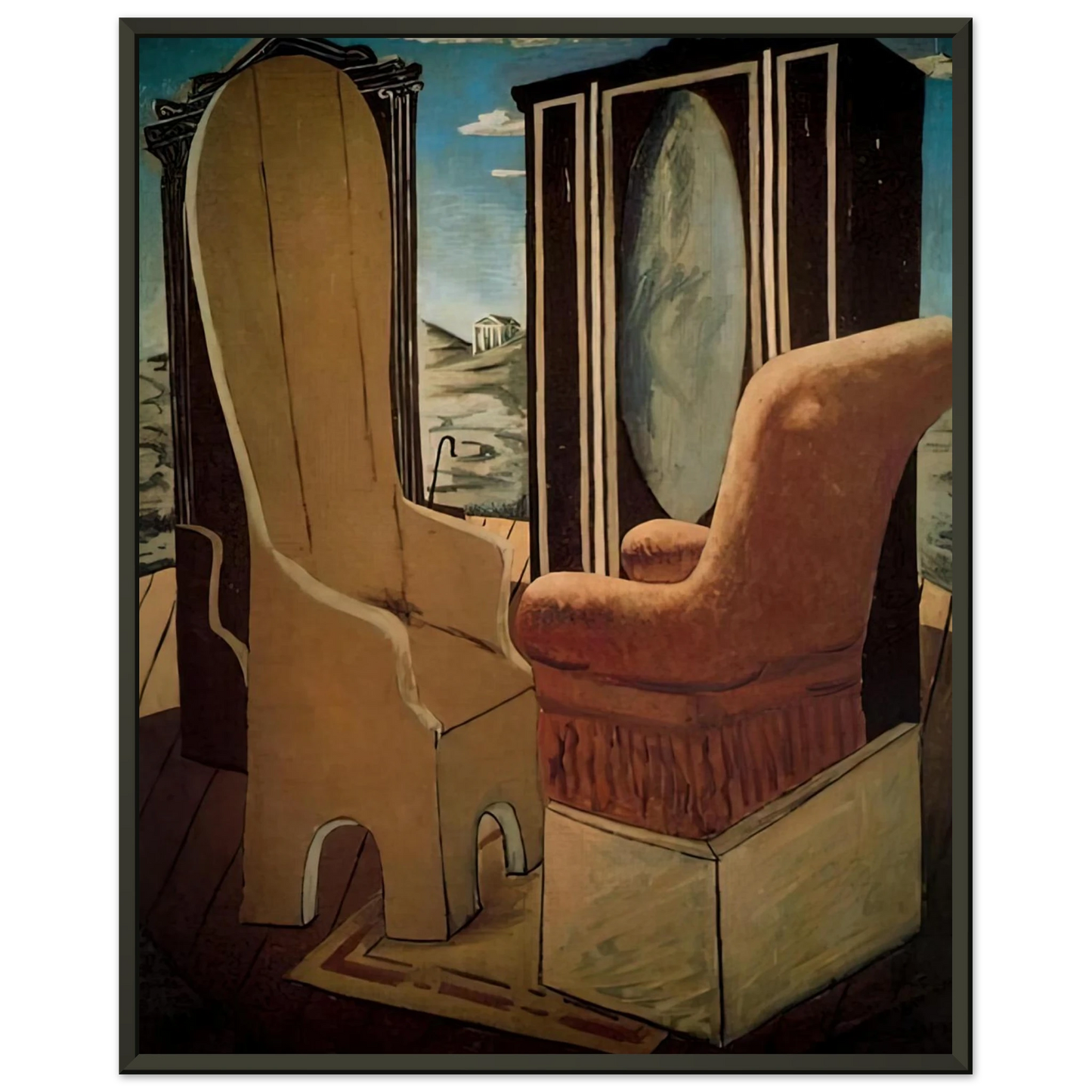 Giorgio de Chirico  FURNITURE IN THE VALLEY Framed Art Print  - Aluminum Frame - 60x80 cm / 24x32 inches