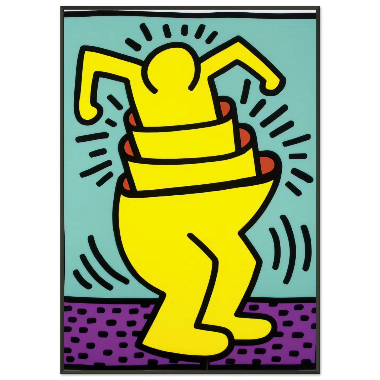 Keith Haring  UNTITLED 1989 Framed Art Print  - Aluminum Frame - 21x29.7 cm / 8x12"