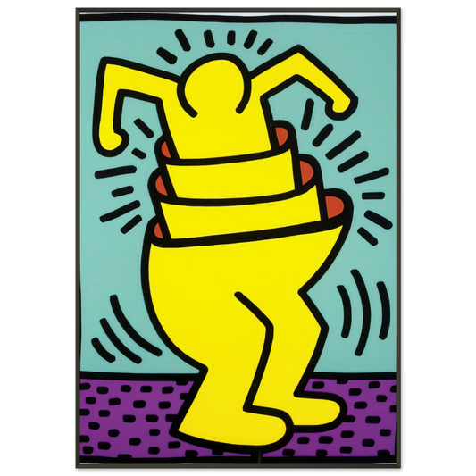 Keith Haring  UNTITLED 1989 Framed Art Print  - Aluminum Frame - 21x29.7 cm / 8x12"