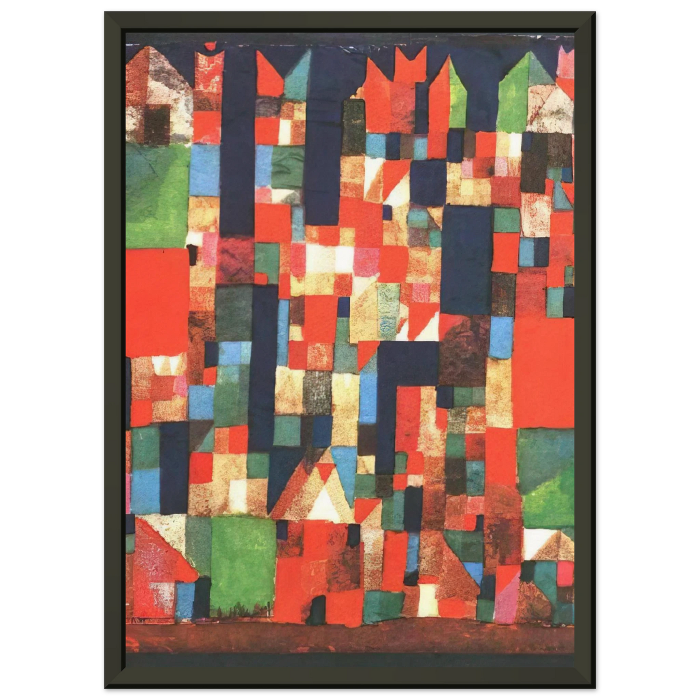 Paul Klee  CITY PICTURE WITH RED AND GREEN ACCENTS 1921 Framed Art Print  - Aluminum Frame - 60x80 cm / 24x32 inches