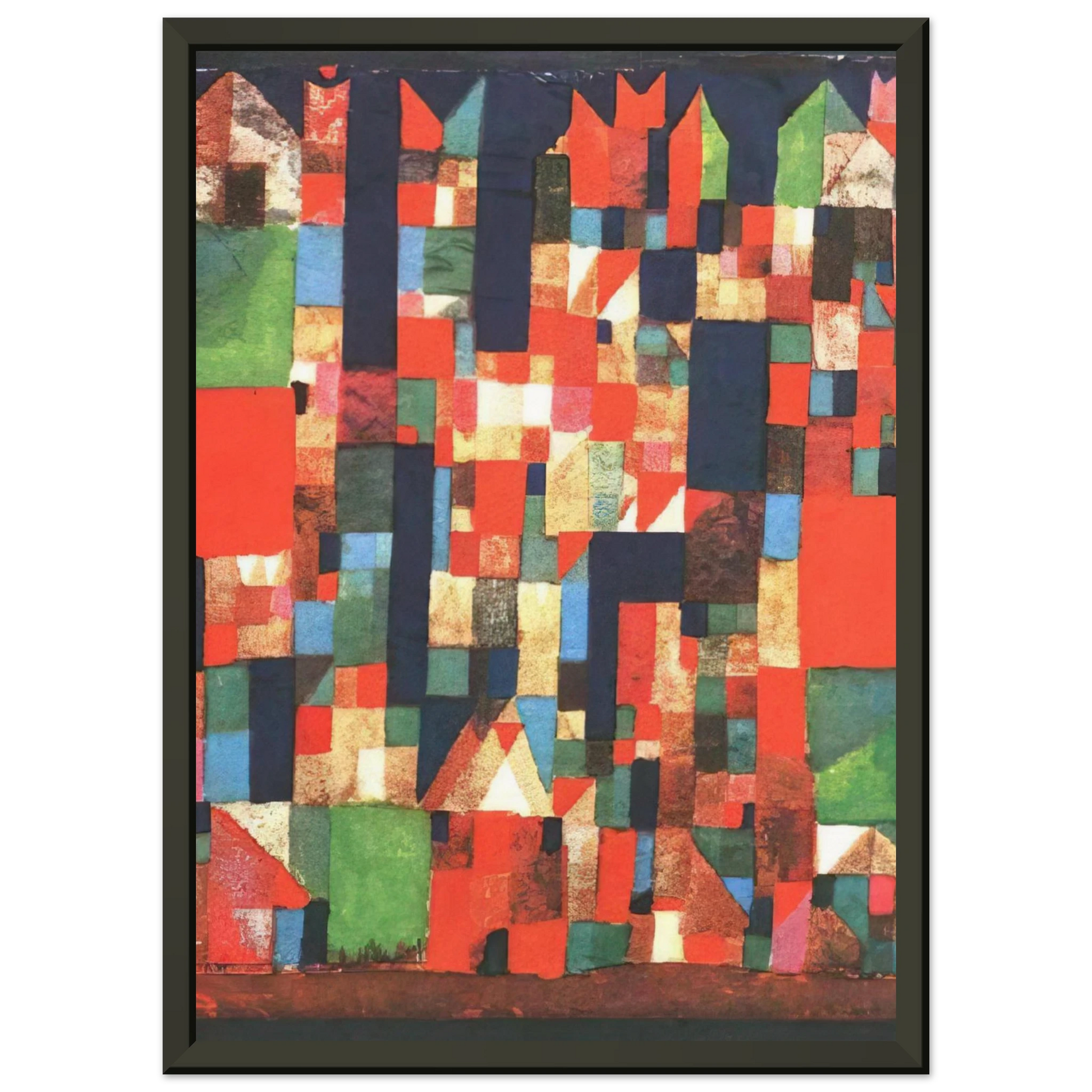 Paul Klee  CITY PICTURE WITH RED AND GREEN ACCENTS 1921 Framed Art Print  - Aluminum Frame - 60x80 cm / 24x32 inches