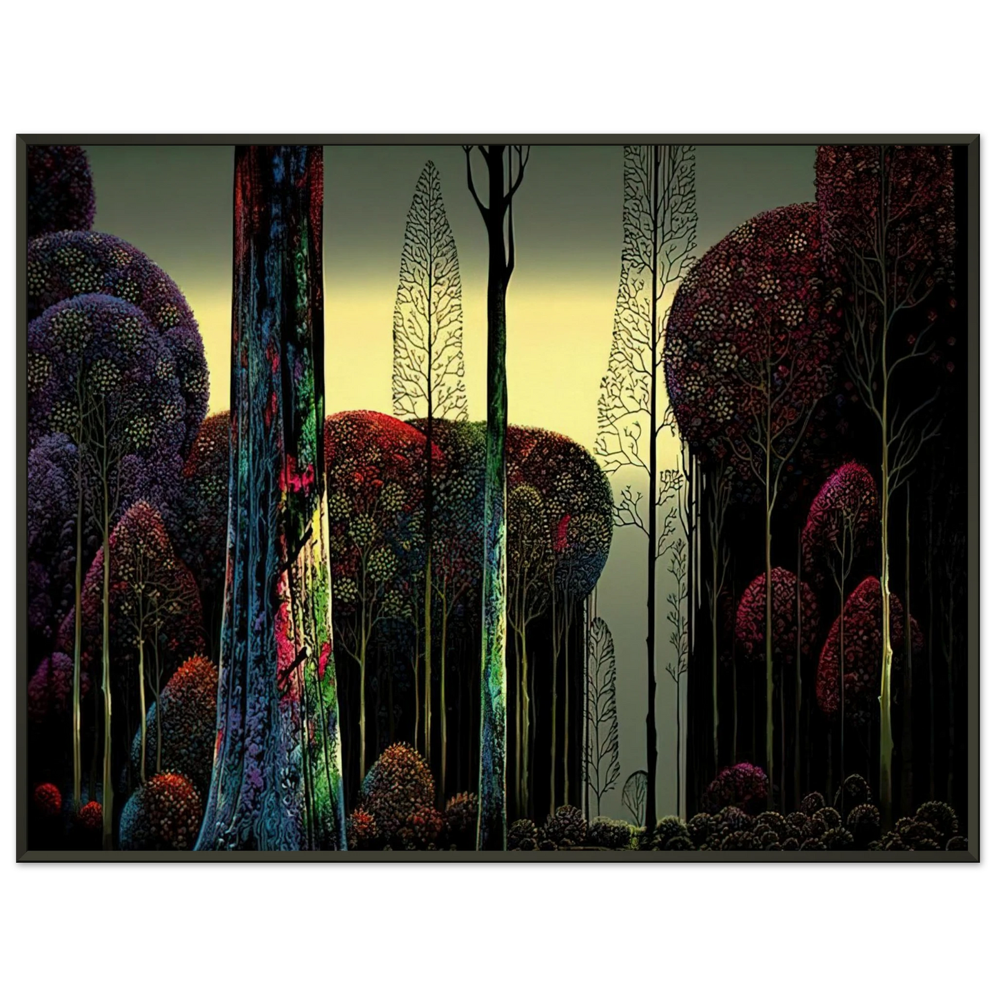 Eyvind Earle  Gothic Forest Framed Art Print  - Aluminum Frame - 40x50 cm / 16x20 inches