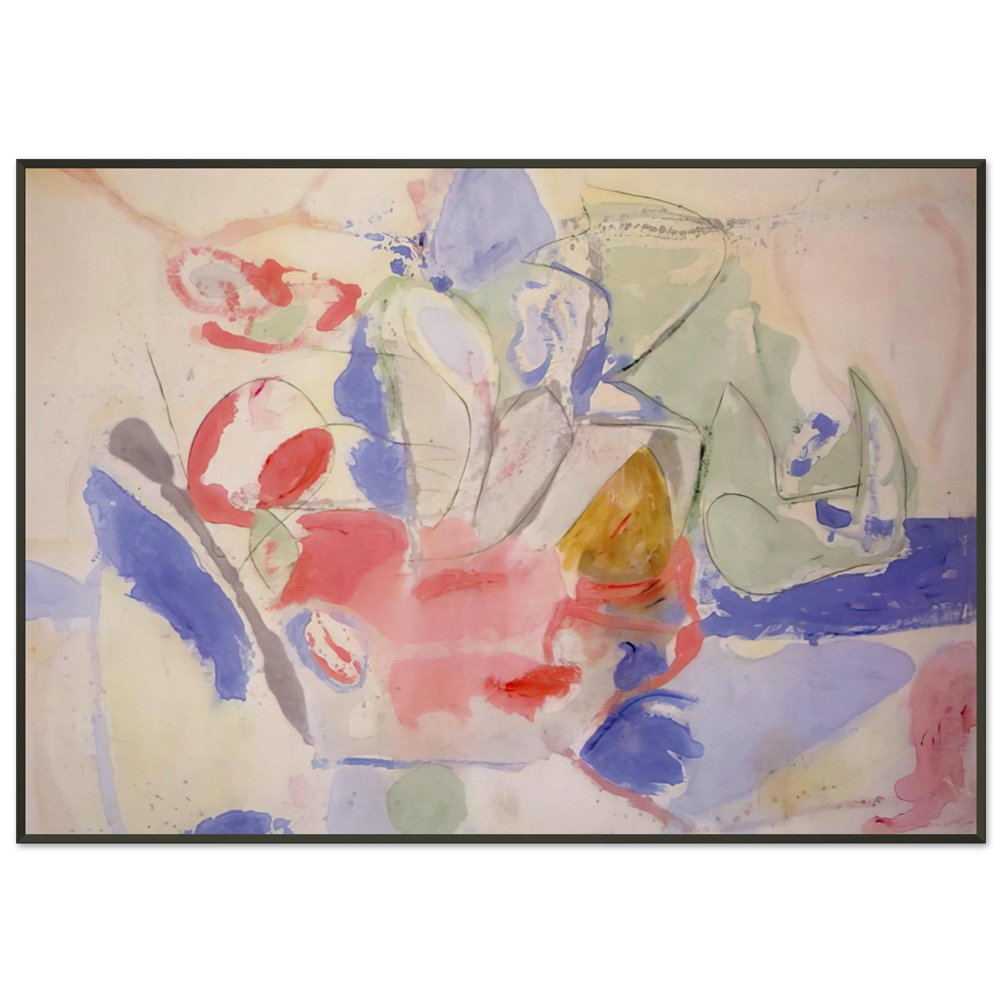 Helen Frankenthaler  Mountains and Sea  1952 Framed Art Print  - Aluminum Frame - 21x29.7 cm / 8x12"