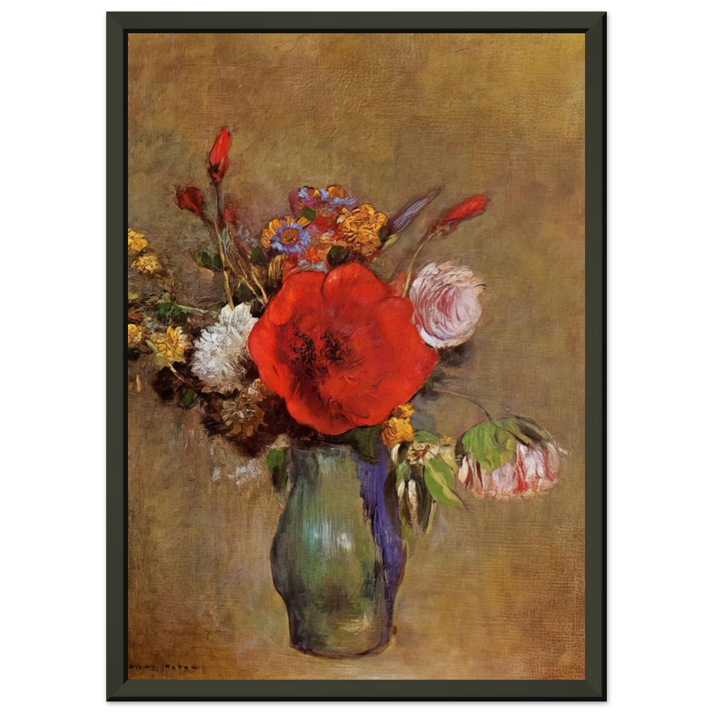 Odilon Redon  VASE OF FLOWERS 11 Framed Art Print  - Aluminum Frame - 70x100 cm / 28x40 inches