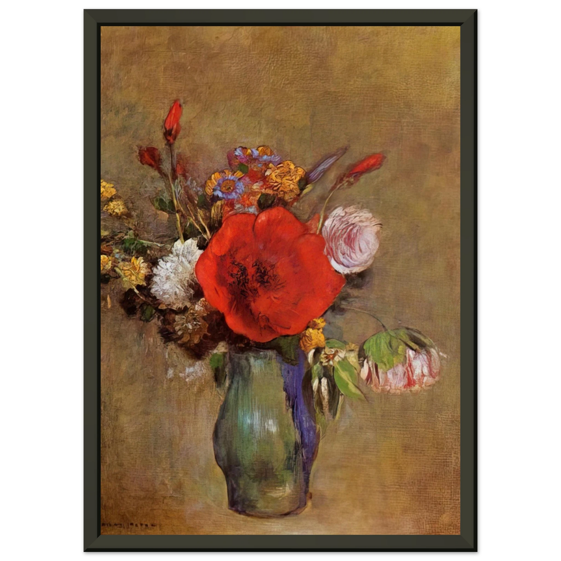 Odilon Redon  VASE OF FLOWERS 11 Framed Art Print  - Aluminum Frame - 70x100 cm / 28x40 inches