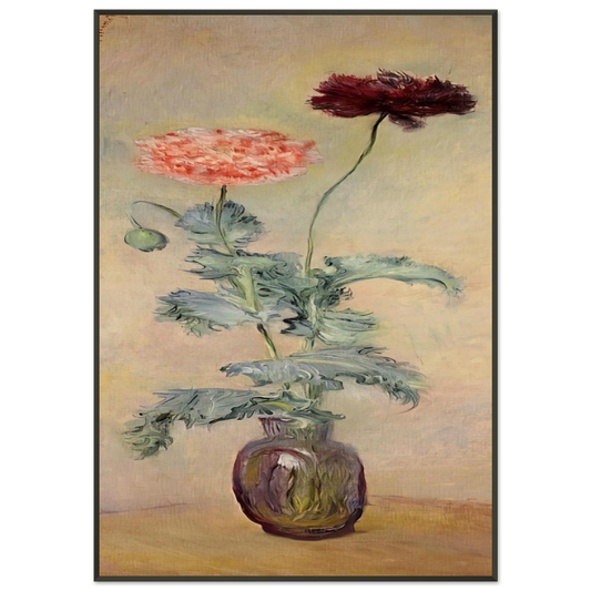 claude monet  Red and Pink Poppies Framed Art Print  - Aluminum Frame - 21x29.7 cm / 8x12"