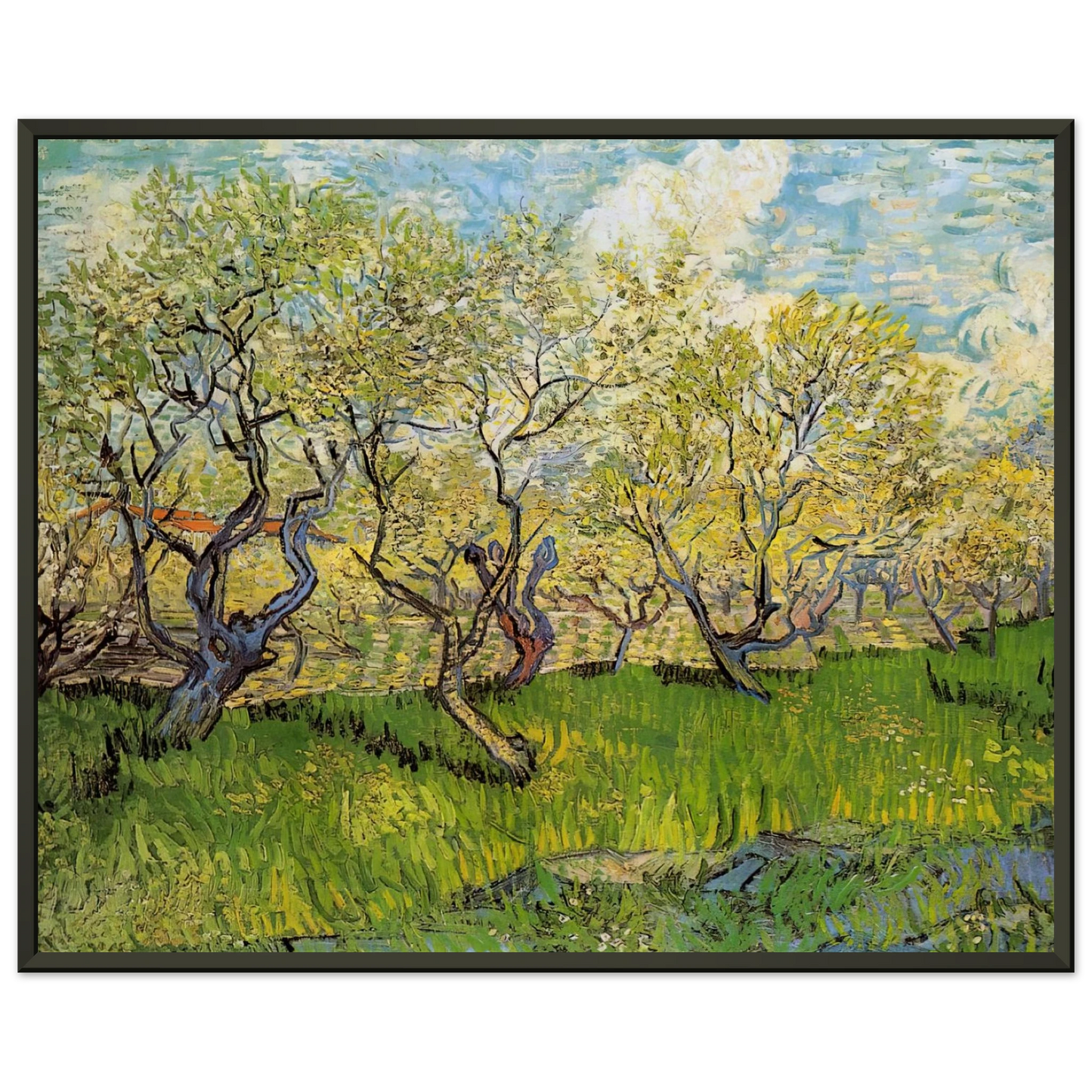 Vincent van Gogh  Orchard in Blossom Framed Art Print  - Aluminum Frame - 70x100 cm / 28x40 inches