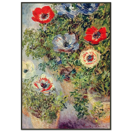 claude monet  Stilll Life with Anemones Framed Art Print  - Aluminum Frame - 21x29.7 cm / 8x12"