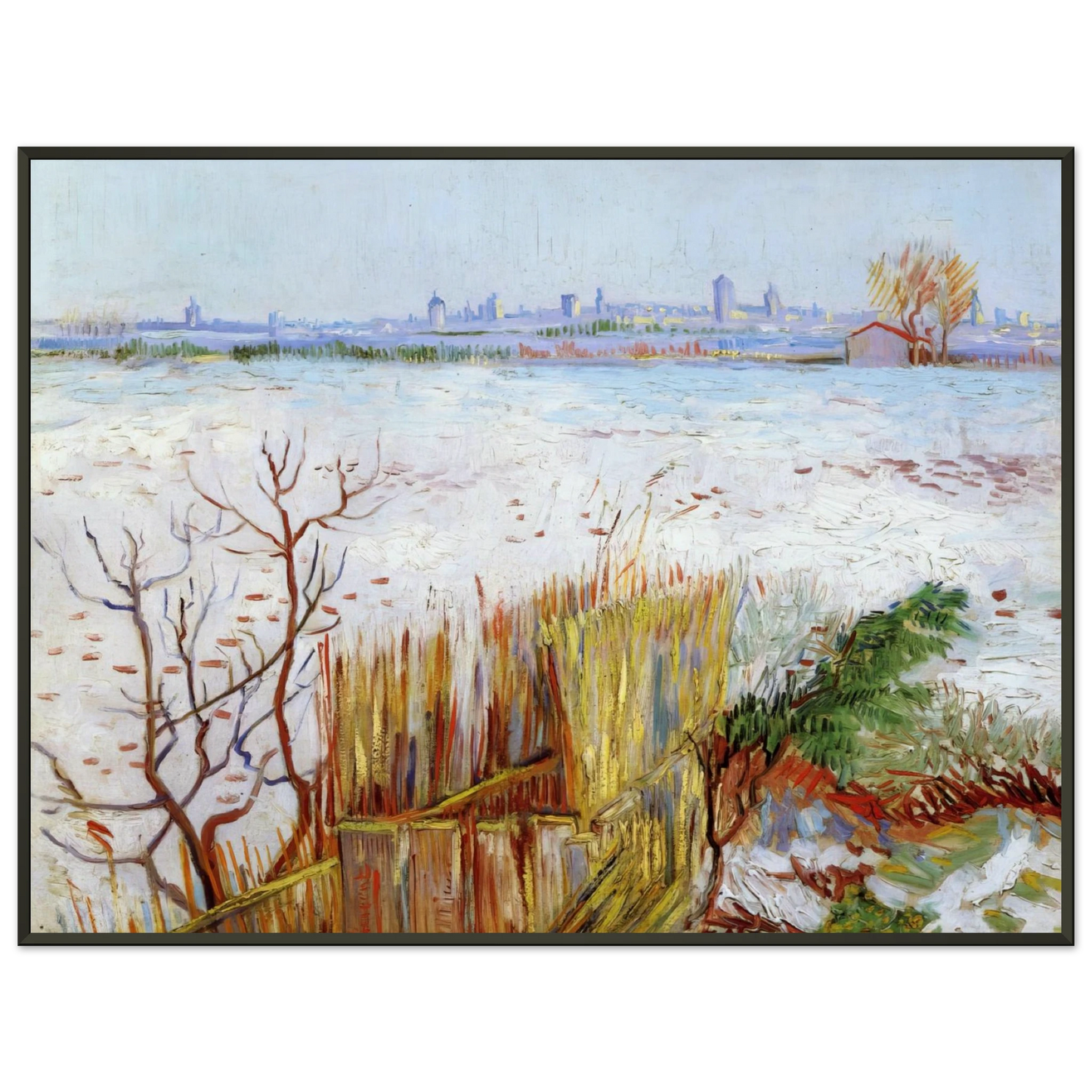 Vincent van Gogh  Snowy Landscape with Arles in the Background Framed Art Print  - Aluminum Frame - 70x100 cm / 28x40 inches