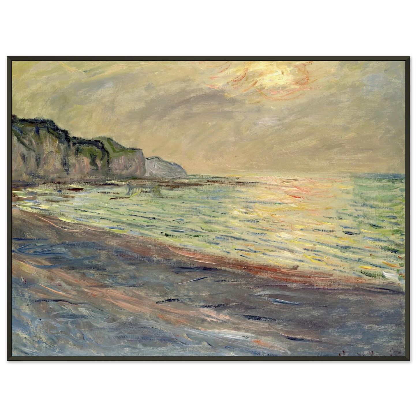 claude monet  Pourville Sunset Framed Art Print  - Aluminum Frame - 40x50 cm / 16x20 inches