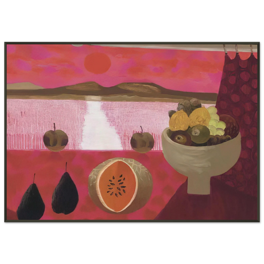 Mary Fedden  Still life with fruit  1997 Framed Art Print  - Aluminum Frame - 21x29.7 cm / 8x12"