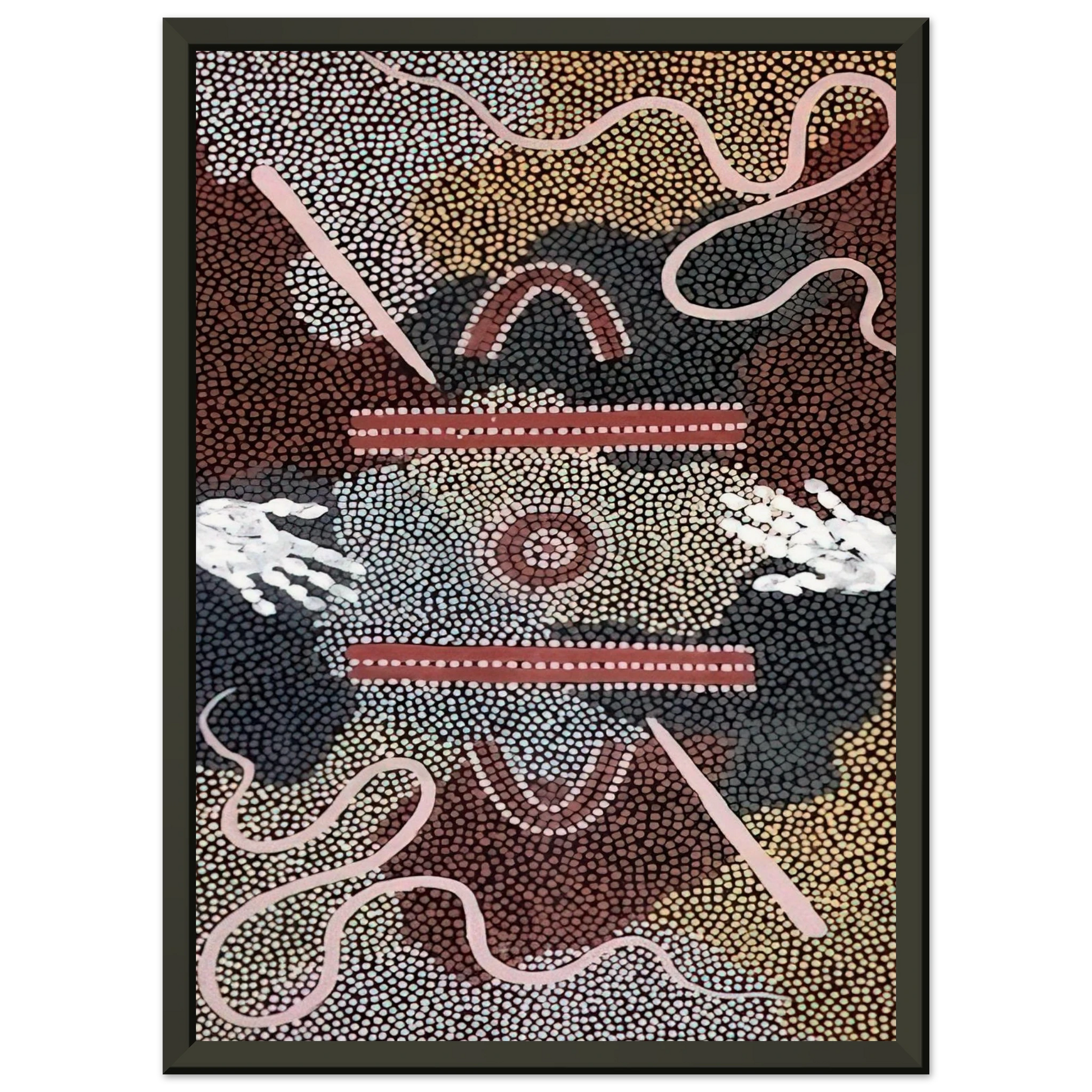 Clifford Possum Tjapaltjarri  Initiation Ceremony  1998 Framed Art Print  - Aluminum Frame - 70x100 cm / 28x40 inches