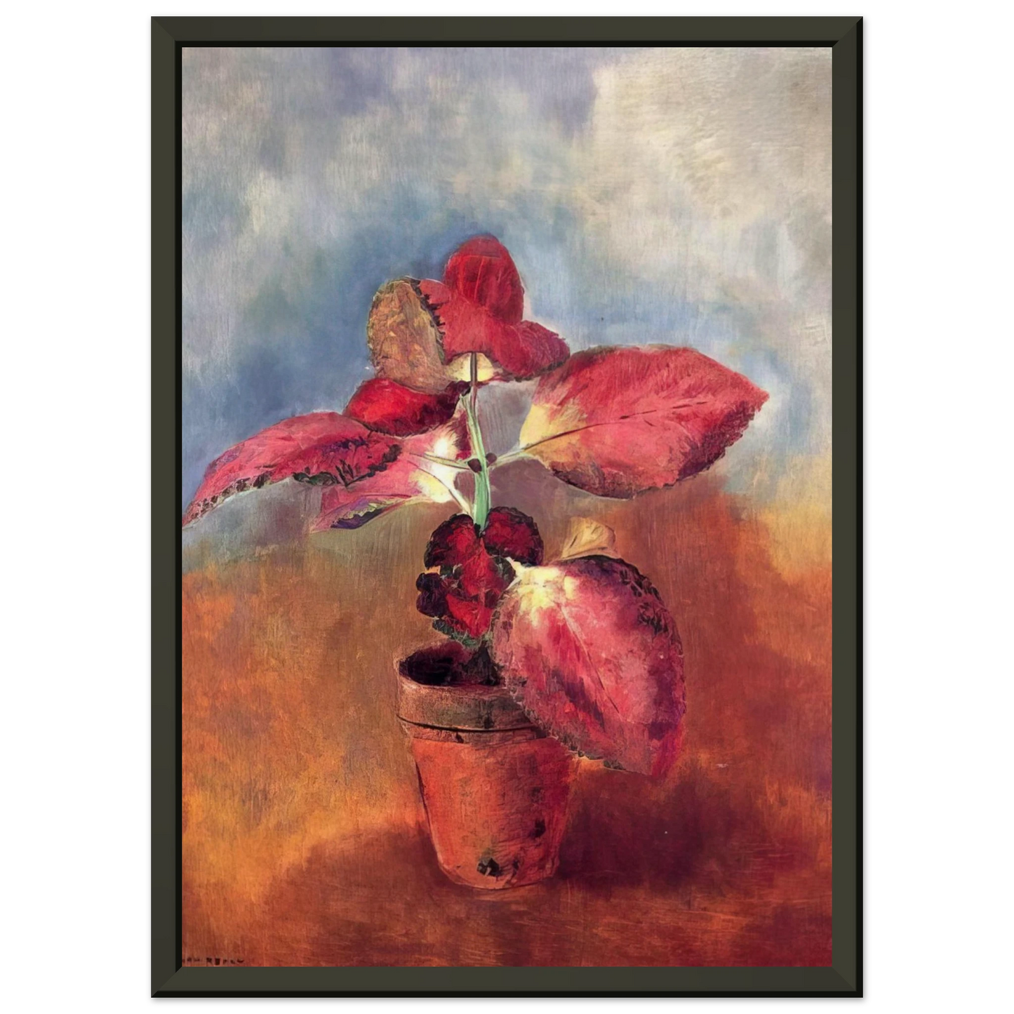 Odilon Redon  BEGONIA IN A POT Framed Art Print  - Aluminum Frame - 60x80 cm / 24x32 inches
