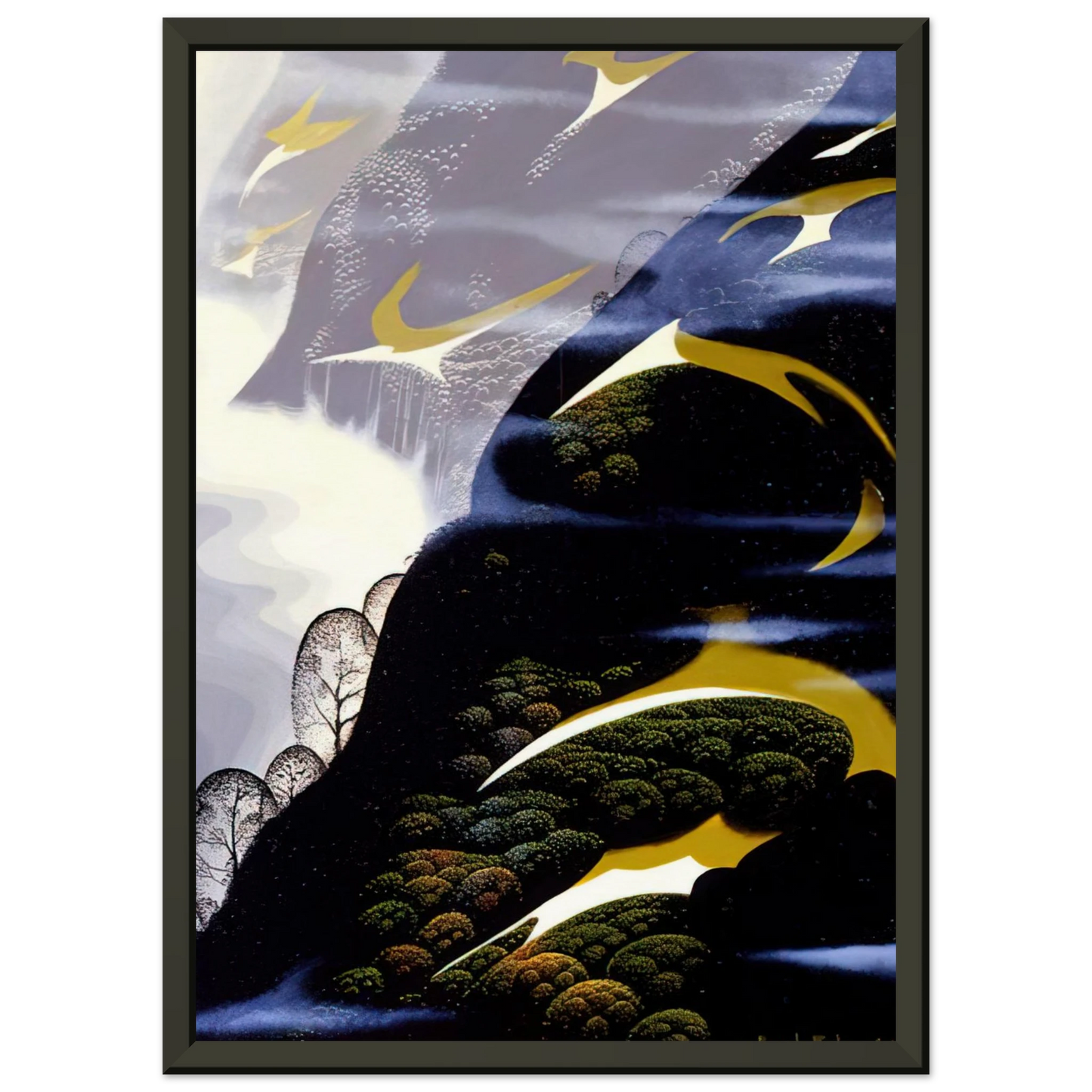 Eyvind Earle  Copy of Sea mist and Pastures Framed Art Print  - Aluminum Frame - 70x100 cm / 28x40 inches