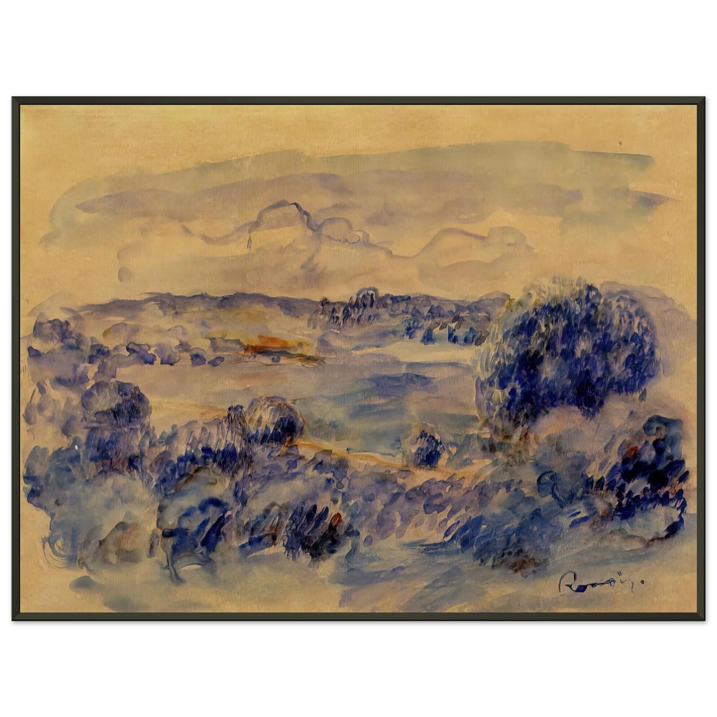 PierreAuguste Renoir  Guernsey Landscape Framed Art Print  - Aluminum Frame - 40x50 cm / 16x20 inches