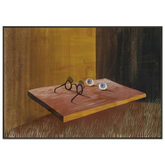 Remedios Varo  EYES ON THE TABLE 1938 Framed Art Print  - Aluminum Frame - 21x29.7 cm / 8x12"