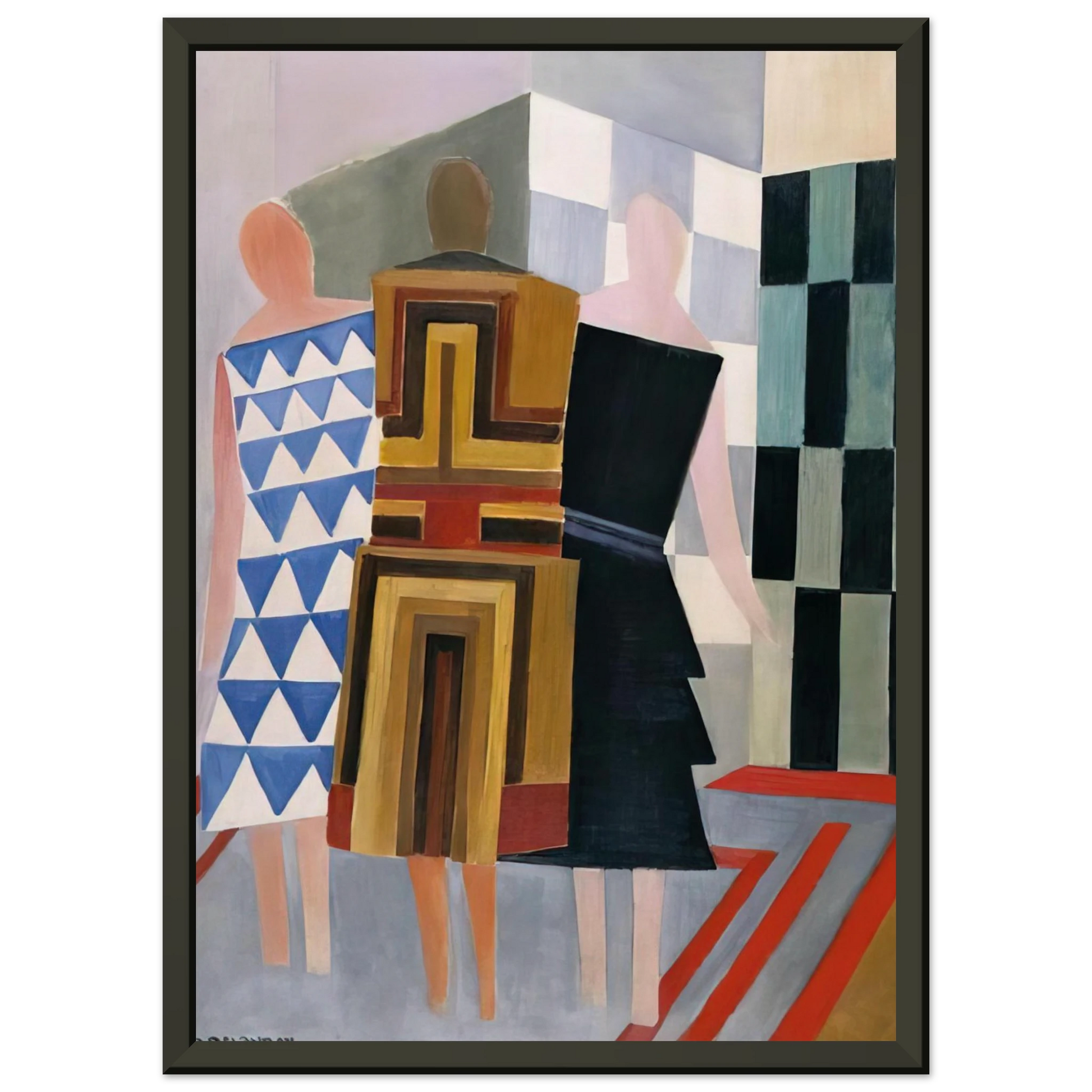 Sonia Delaunay  SIMULTANEOUS DRESSES THREE WOMEN FORMS COLOURS 1925 Framed Art Print  - Aluminum Frame - 60x80 cm / 24x32 inches