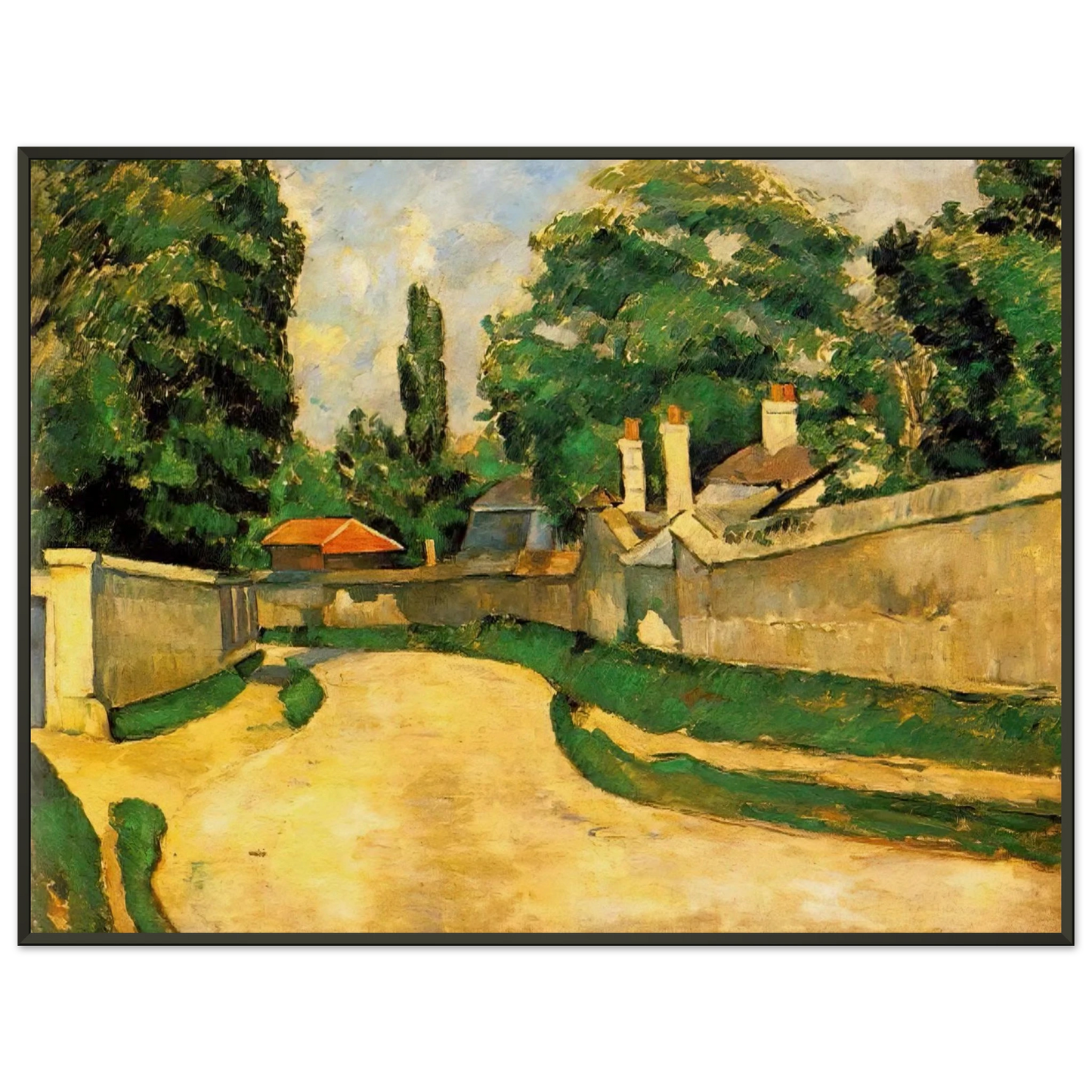Paul Cezanne  Houses Along a Road Framed Art Print  - Aluminum Frame - 60x80 cm / 24x32 inches