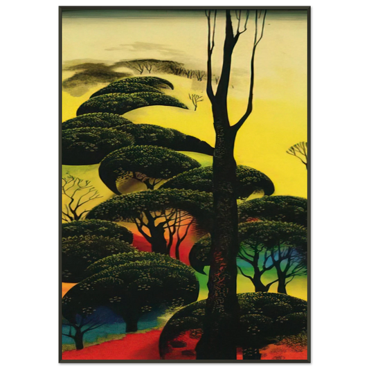 Eyvind Earle  Climbing Oaks Framed Art Print  - Aluminum Frame - 21x29.7 cm / 8x12"