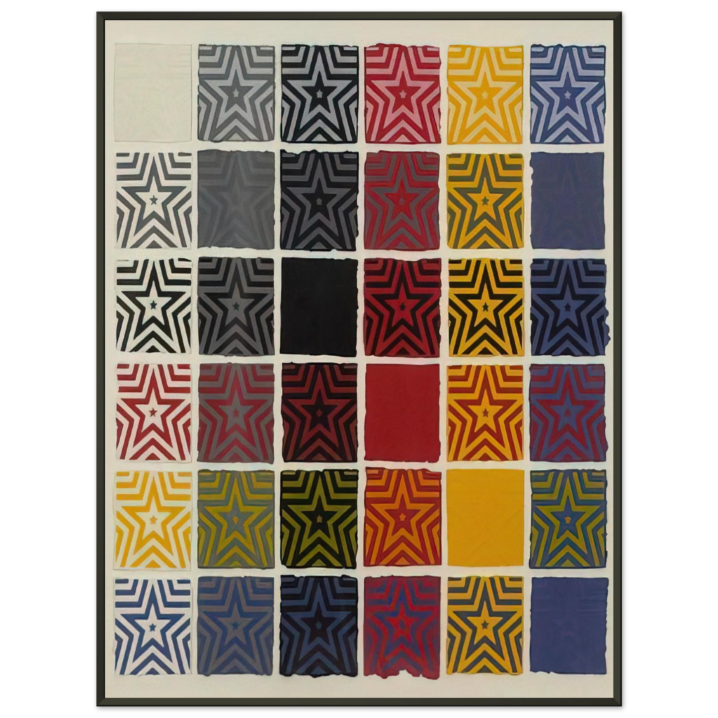 Sol LeWitt  Stars 5 Pointed Framed Art Print  - Aluminum Frame - 60x80 cm / 24x32 inches