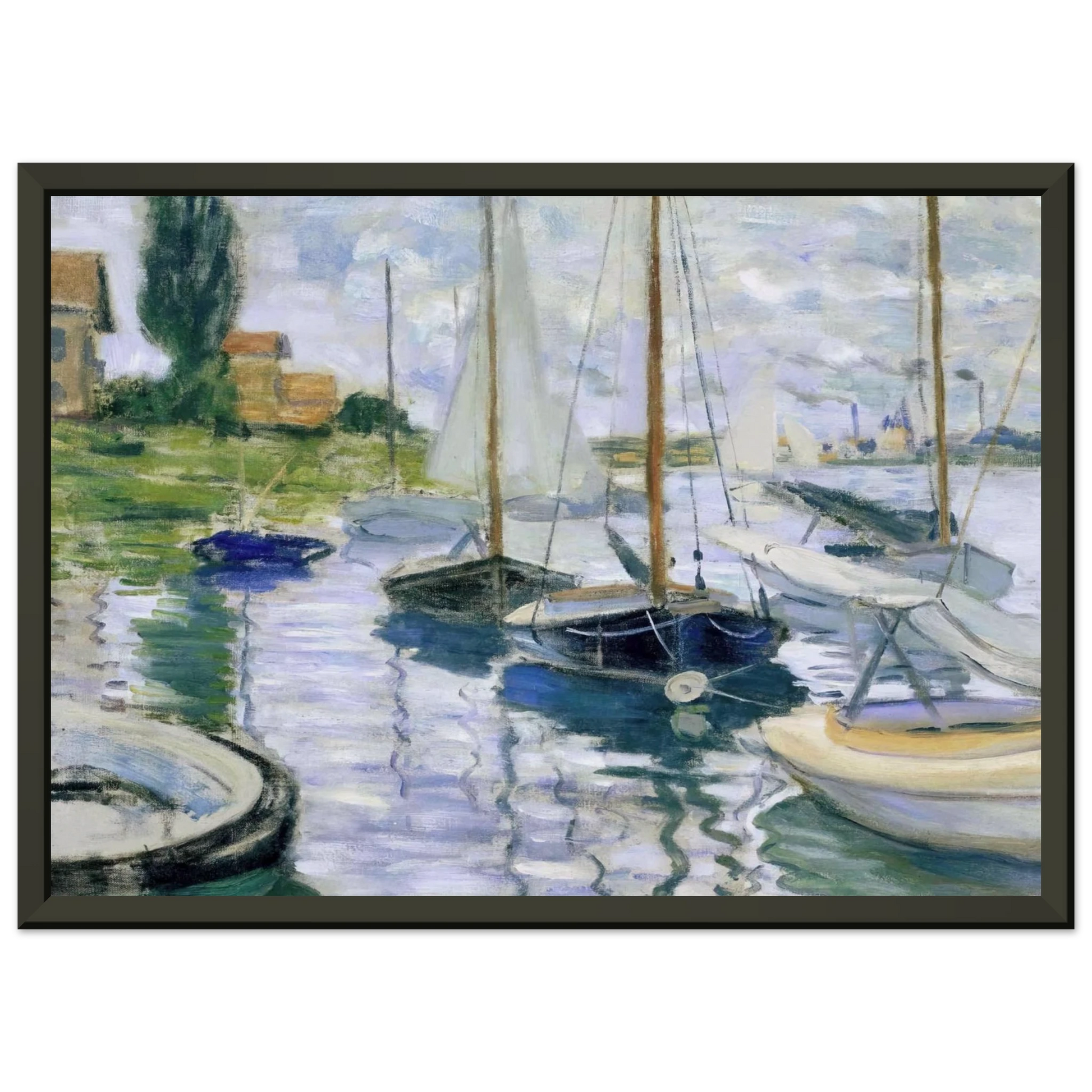 claude monet  Boats at rest at PetitGennevilliers Framed Art Print  - Aluminum Frame - 40x50 cm / 16x20 inches