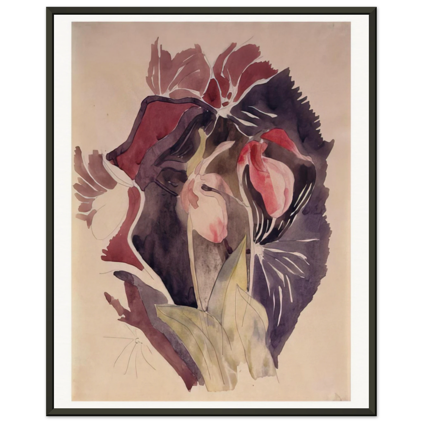 Charles Demuth  Wild Orchids  1920 Framed Art Print  - Aluminum Frame - 40x50 cm / 16x20 inches
