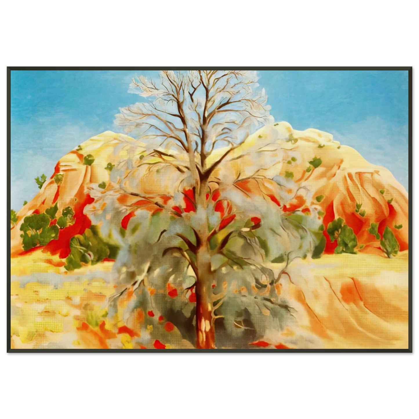 Georgia OKeeffe  Dead Tree with Pink Hill Framed Art Print  - Aluminum Frame - 21x29.7 cm / 8x12"