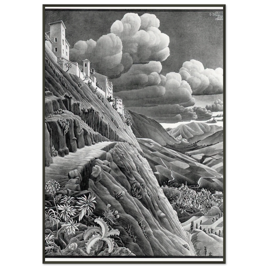 MC Escher  CASTROVALVA Framed Art Print  - Aluminum Frame - 21x29.7 cm / 8x12"