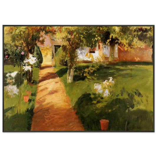John Singer Sargent  Millets Garden Framed Art Print  - Aluminum Frame - 21x29.7 cm / 8x12"