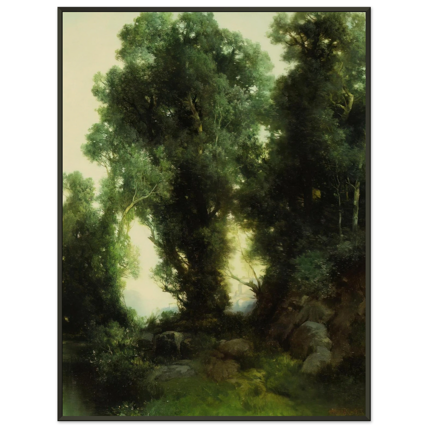 Thomas Moran  The Bathing Hole Framed Art Print  - Aluminum Frame - 70x100 cm / 28x40 inches