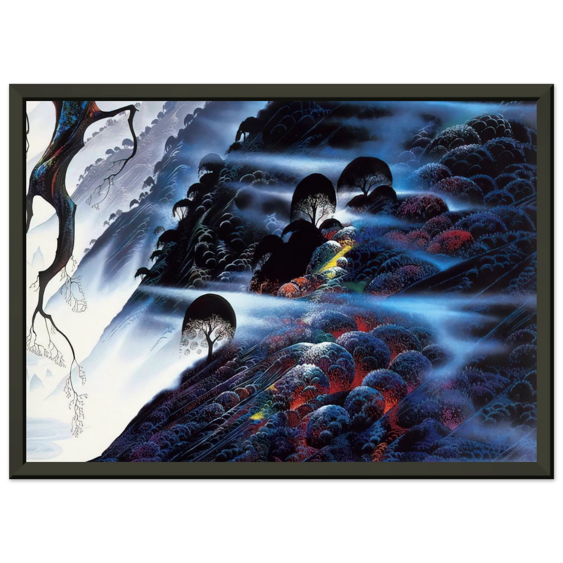 Eyvind Earle  Blue Light Framed Art Print  - Aluminum Frame - 70x100 cm / 28x40 inches