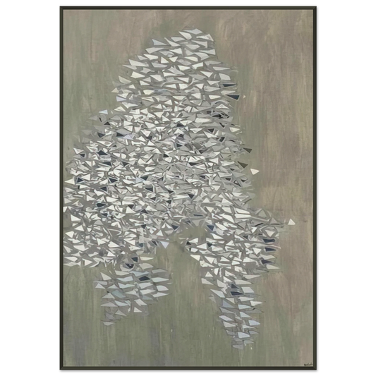 Robert Goodnough  Vertical Gray  1985 Framed Art Print  - Aluminum Frame - 21x29.7 cm / 8x12"