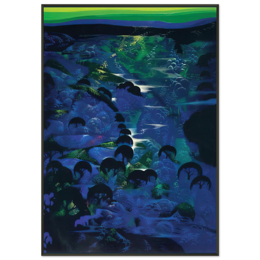 Eyvind Earle  Beneath an Emerald Sky Framed Art Print  - Aluminum Frame - 21x29.7 cm / 8x12"