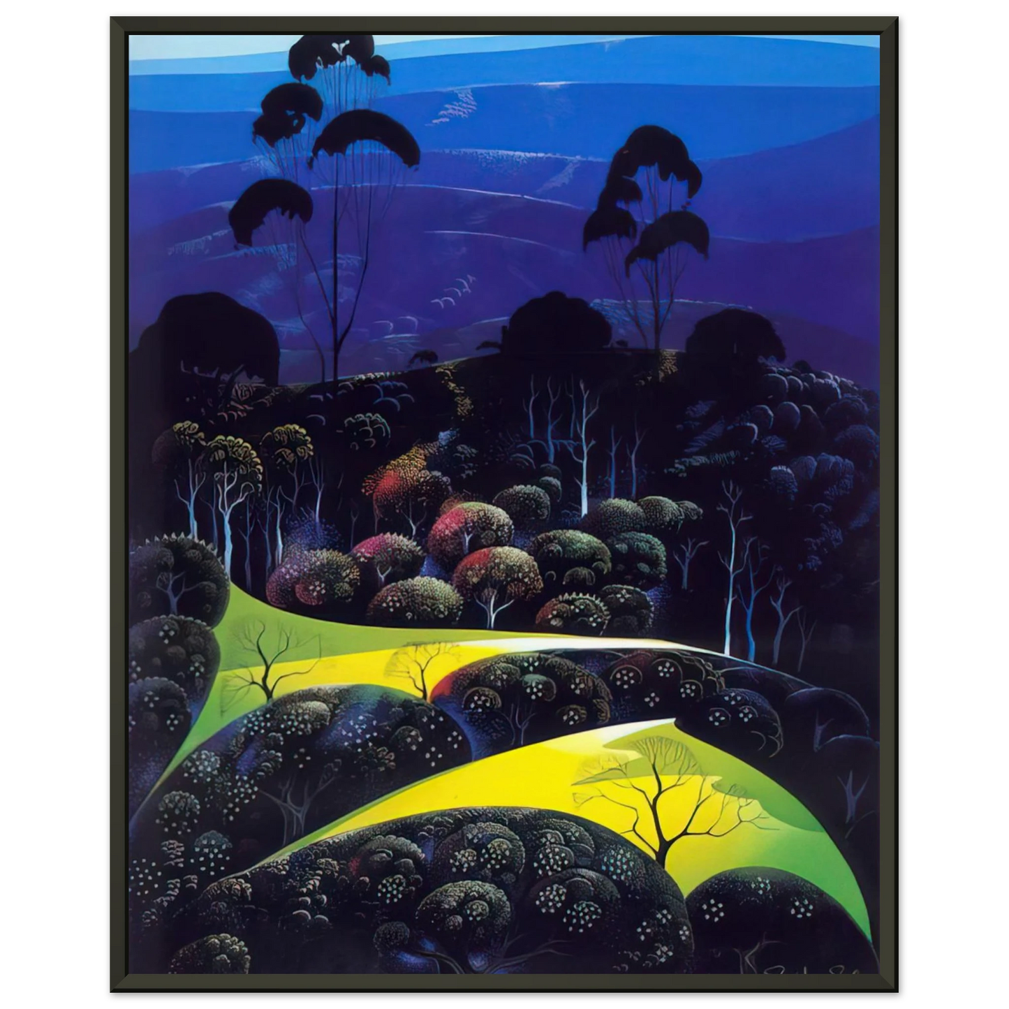 Eyvind Earle  Inland from the Sea Framed Art Print  - Aluminum Frame - 60x80 cm / 24x32 inches