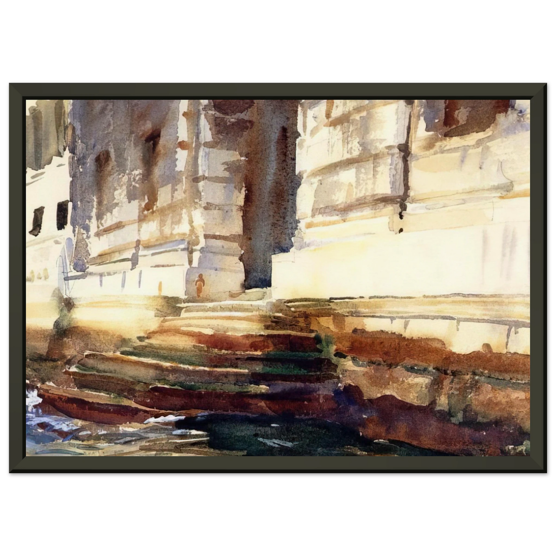 John Singer Sargent  Steps of a Palace Framed Art Print  - Aluminum Frame - 70x100 cm / 28x40 inches