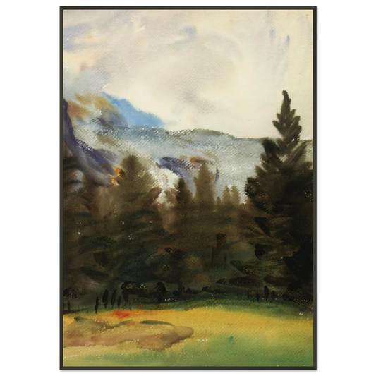 John Singer Sargent  Purtud Fir Trees and Snow Mountains Framed Art Print  - Aluminum Frame - 21x29.7 cm / 8x12"