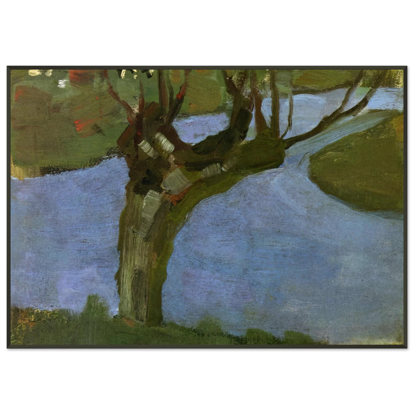 Piet Mondrian  Irrigation Ditch with Mature Willow Framed Art Print  - Aluminum Frame - 21x29.7 cm / 8x12"