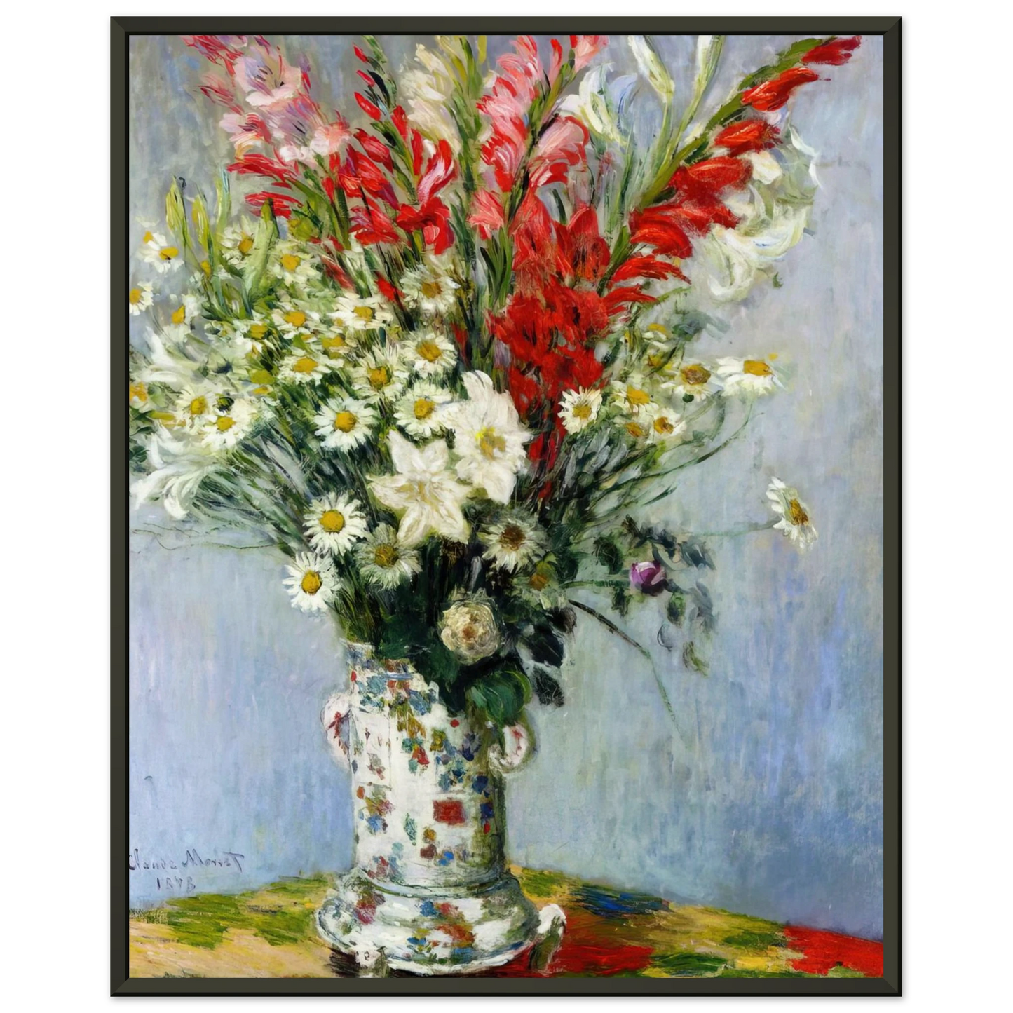 claude monet  Bouquet of Gadiolas Lilies and Dasies Framed Art Print  - Aluminum Frame - 70x100 cm / 28x40 inches