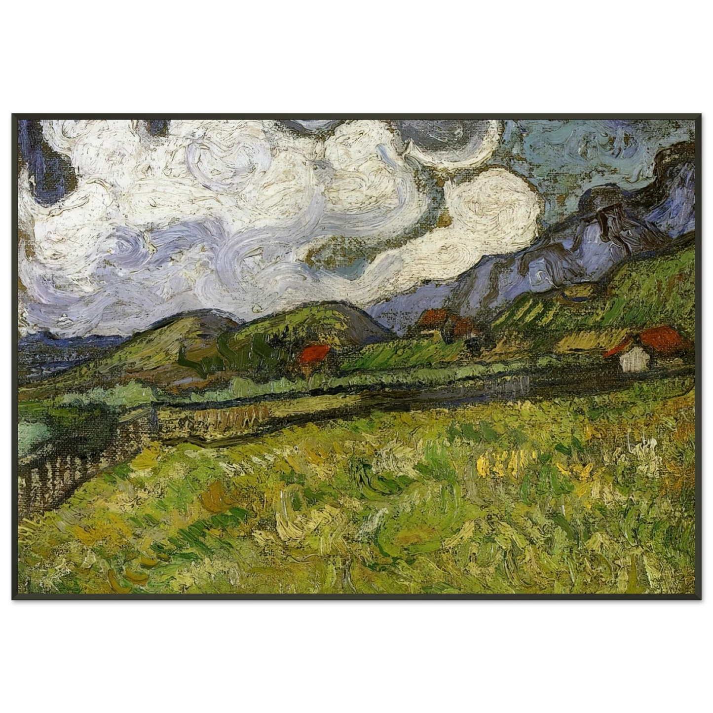 Vincent van Gogh  Wheat Field behind SaintPaul Hospital with a Reaper Framed Art Print  - Aluminum Frame - 21x29.7 cm / 8x12"