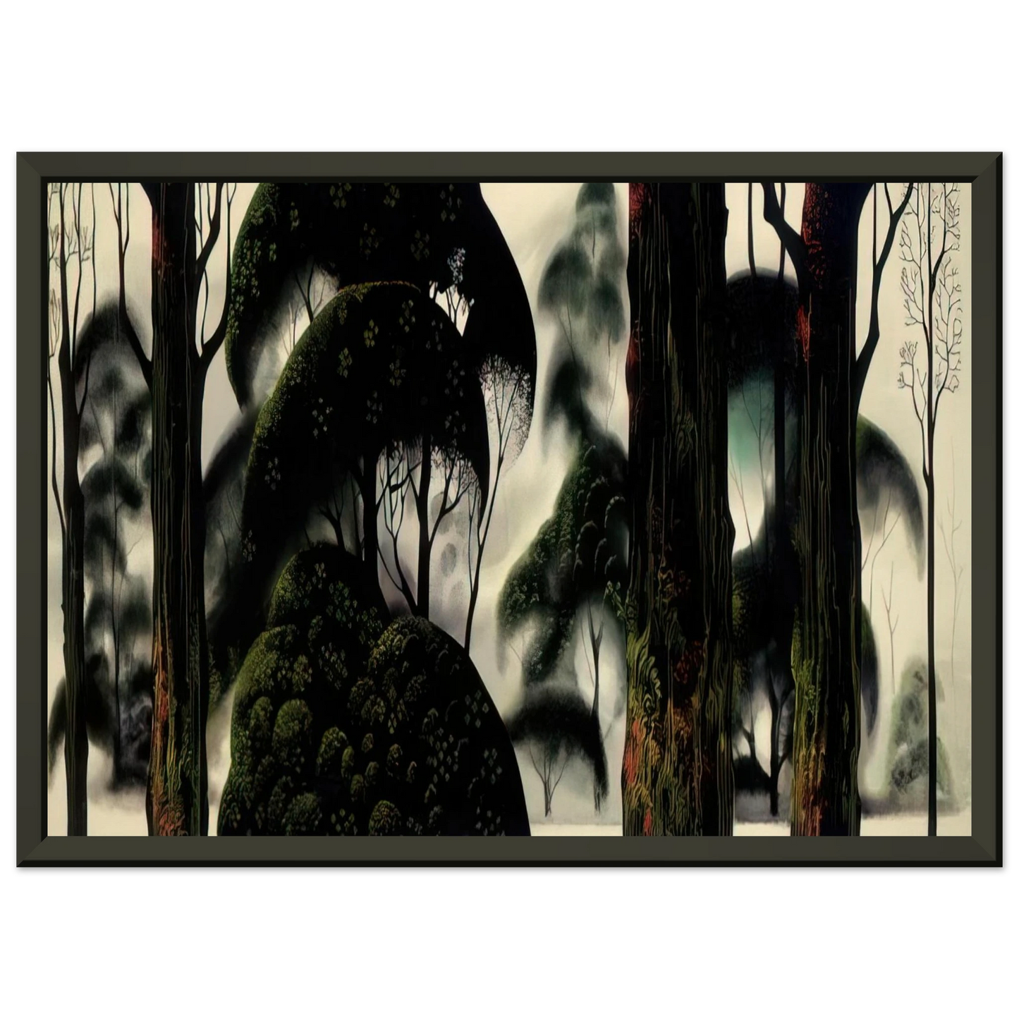 Eyvind Earle  Forest Magic Framed Art Print  - Aluminum Frame - 70x100 cm / 28x40 inches