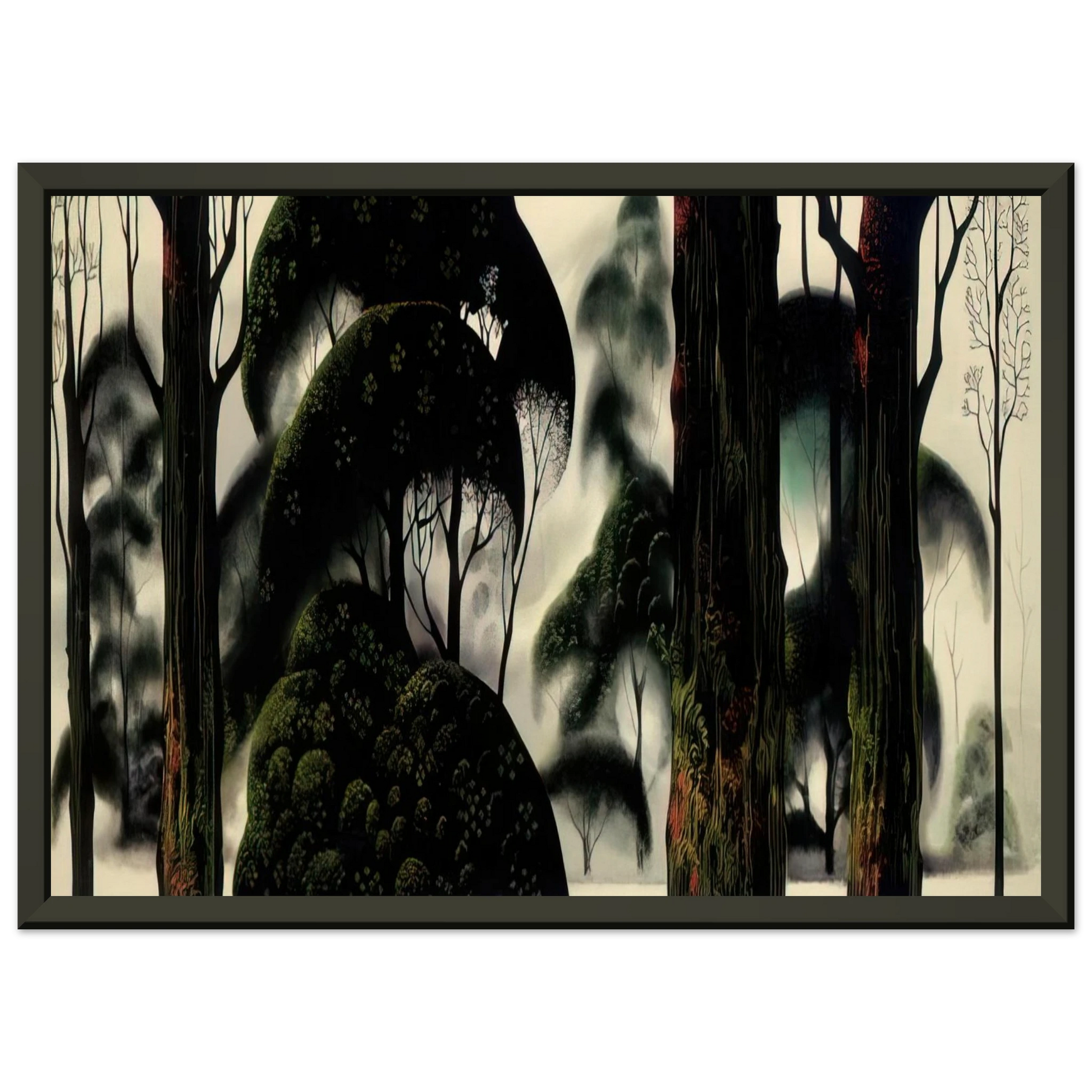 Eyvind Earle  Forest Magic Framed Art Print  - Aluminum Frame - 70x100 cm / 28x40 inches