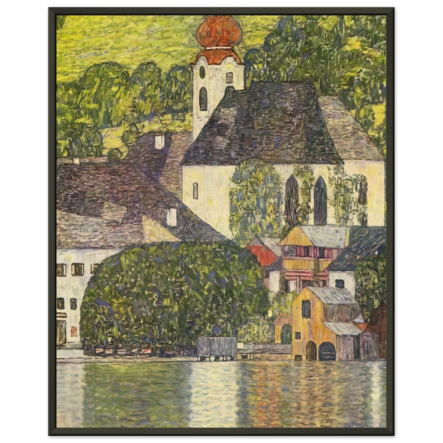 Gustav Klimt  CHRUCH IN UNTERACH ON THE ATTERSEE Framed Art Print  - Aluminum Frame - 70x100 cm / 28x40 inches