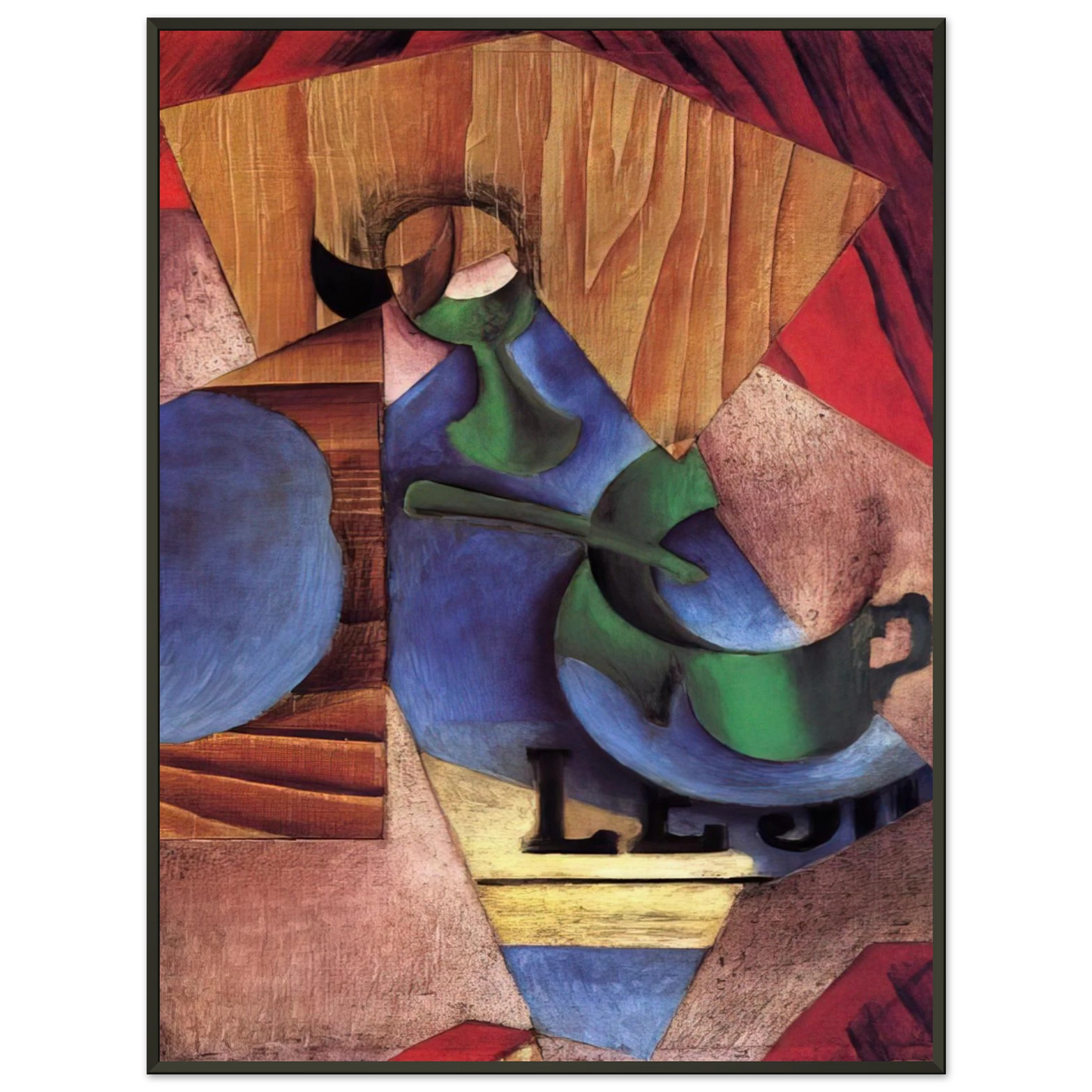 Juan Gris  GLASS CUP AND NEWSPAPER 1913 Framed Art Print  - Aluminum Frame - 40x50 cm / 16x20 inches