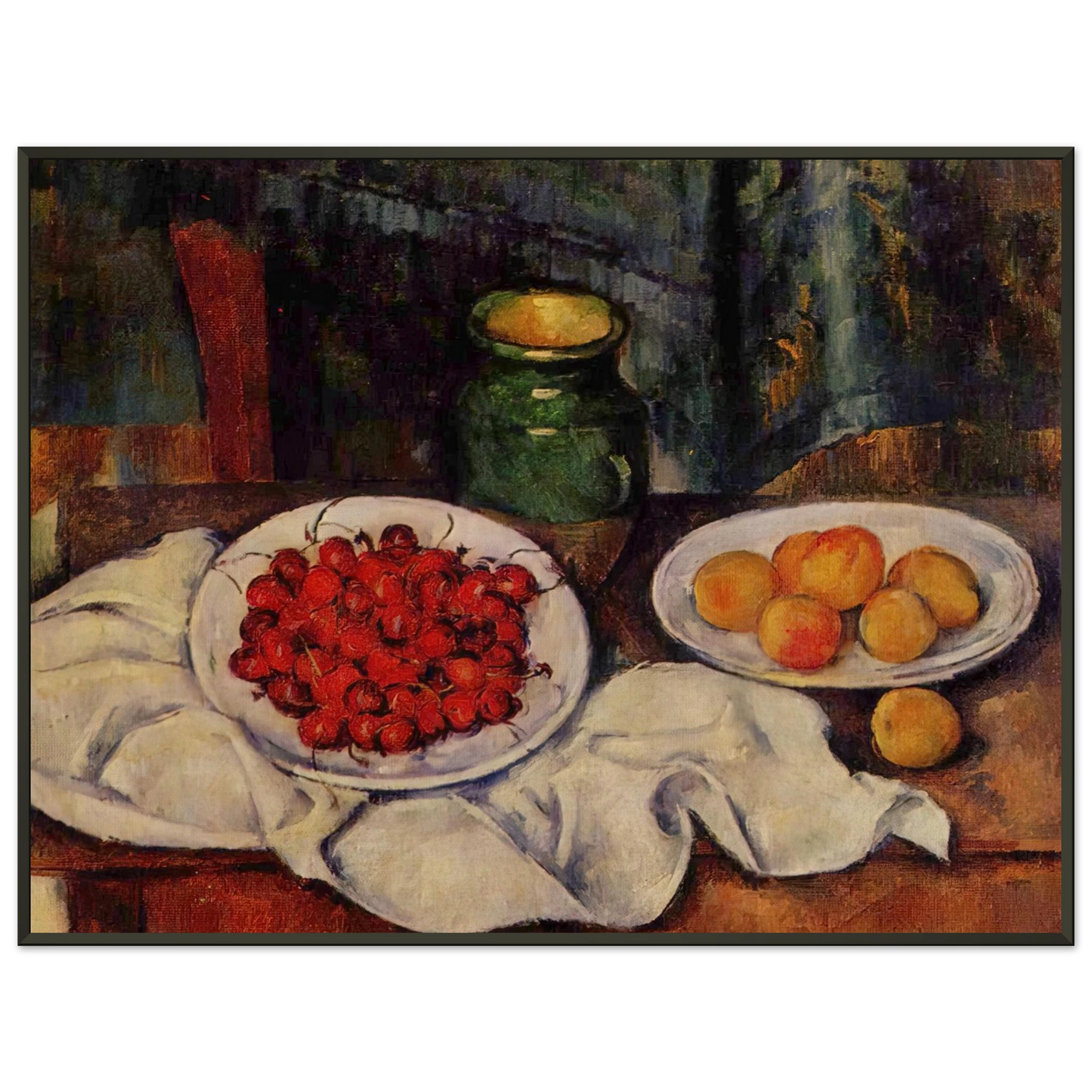 Paul Cezanne  Still Life with a Plate of Cherries Framed Art Print  - Aluminum Frame - 70x100 cm / 28x40 inches