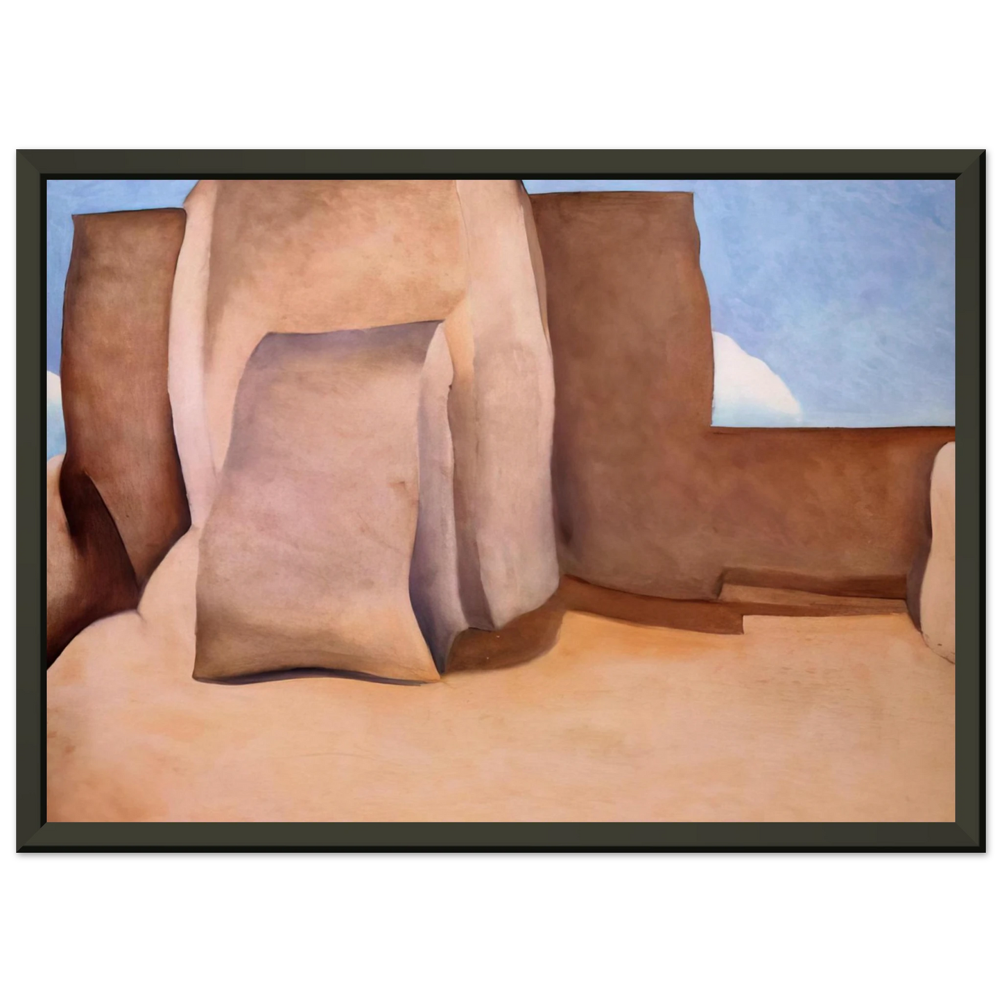 Georgia OKeeffe  Ranchos Church New Mexico Framed Art Print  - Aluminum Frame - 40x50 cm / 16x20 inches