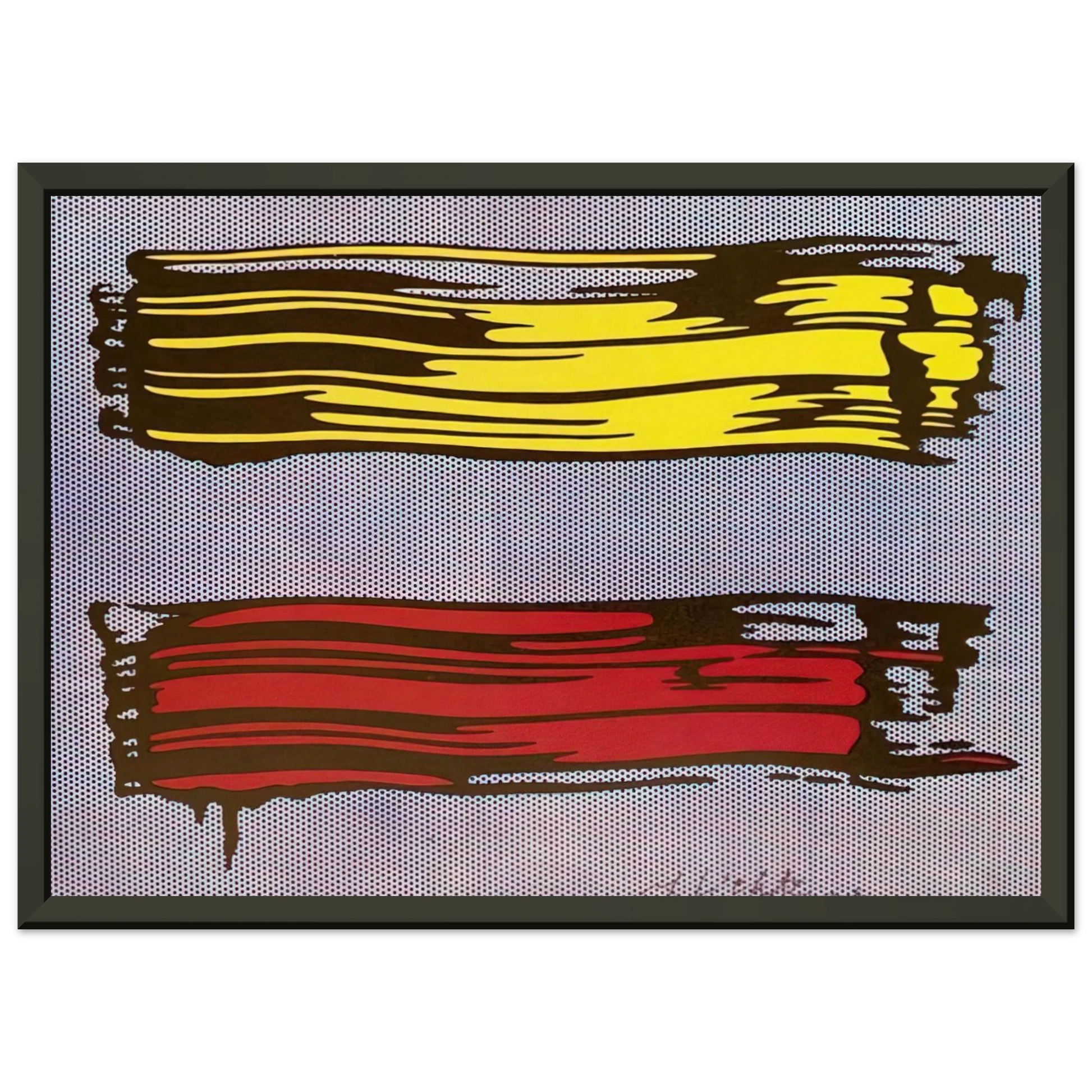 Roy Lichtenstein  YELLOW AND RED BRUSHSTROKES 1966 Framed Art Print  - Aluminum Frame - 40x50 cm / 16x20 inches