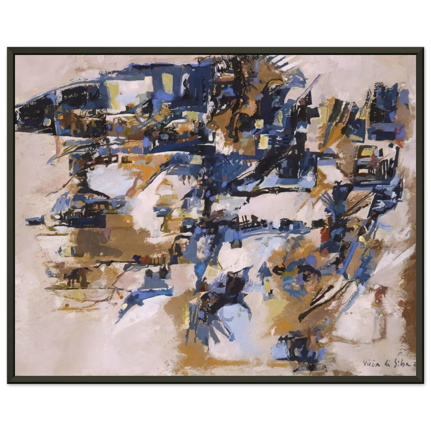 Maria Helena Vieira da Silva  Untitled  1958 Framed Art Print  - Aluminum Frame - 70x100 cm / 28x40 inches