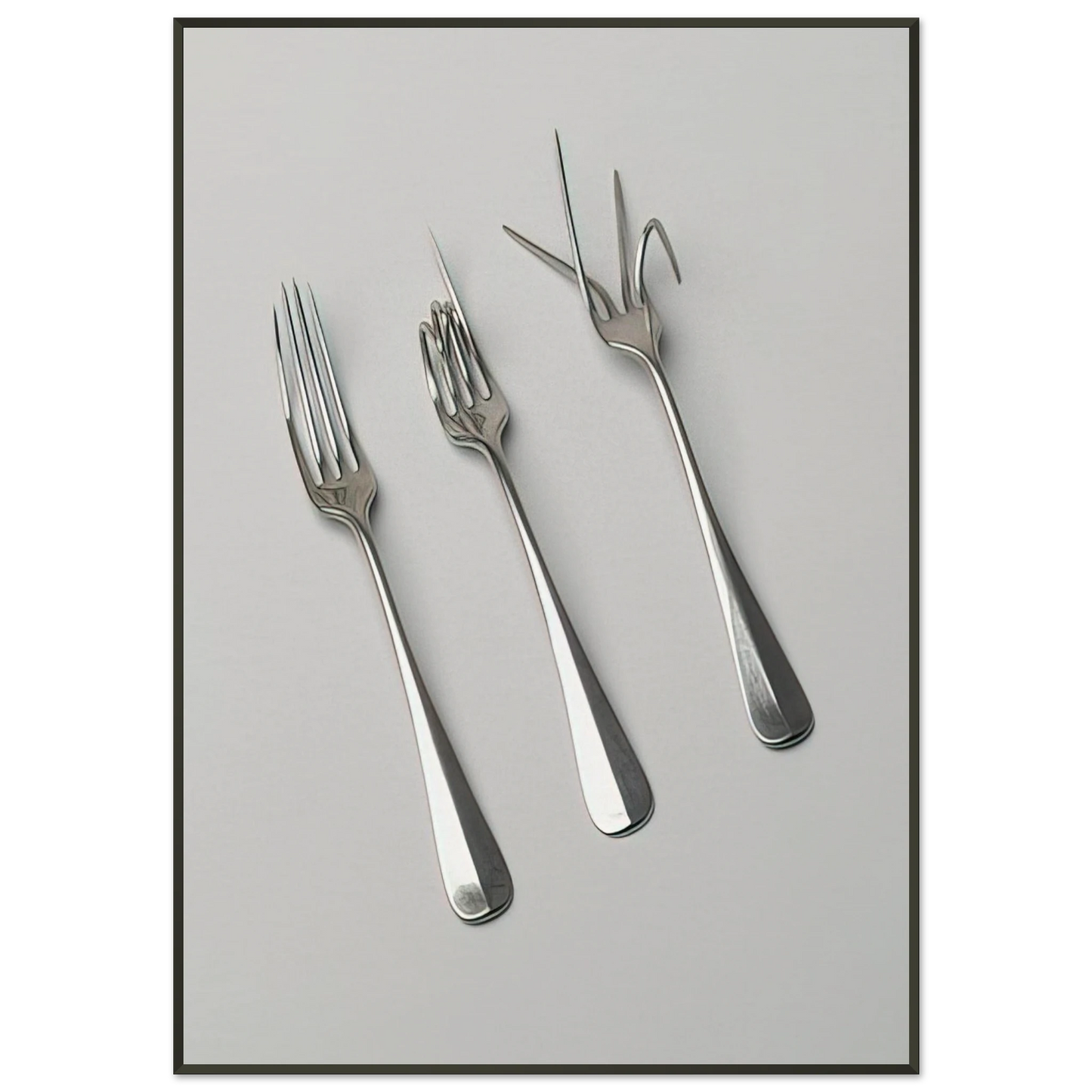 Bruno Munari  Fork Design  1958 Framed Art Print  - Aluminum Frame - 21x29.7 cm / 8x12"