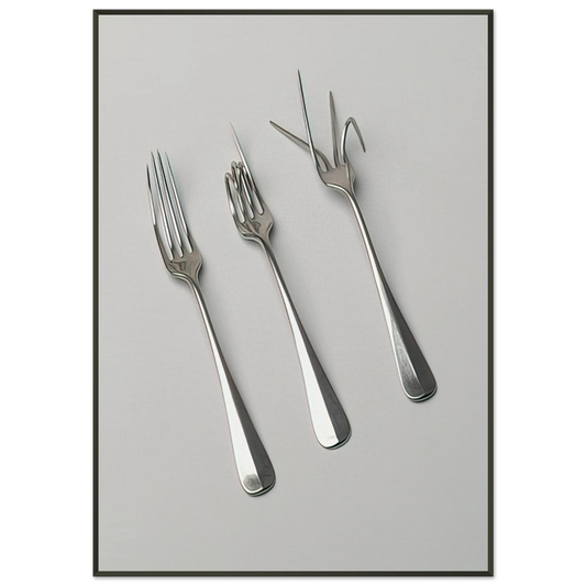 Bruno Munari  Fork Design  1958 Framed Art Print  - Aluminum Frame - 21x29.7 cm / 8x12"
