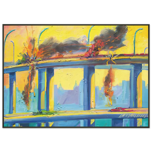 Carlos Almaraz  Sunset Crash  1982 Framed Art Print  - Aluminum Frame - 21x29.7 cm / 8x12"